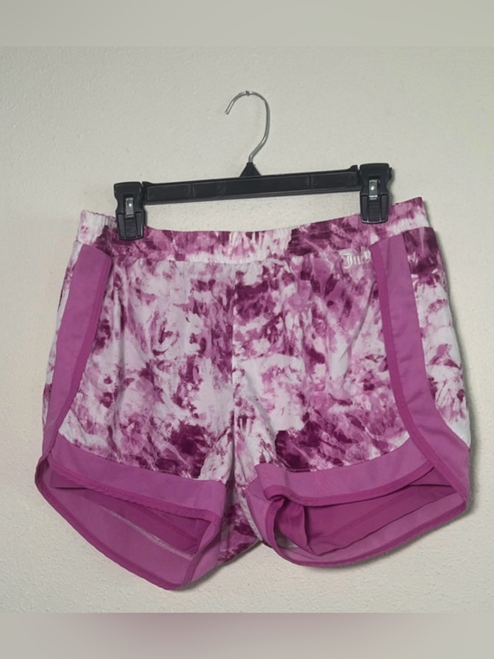 Juicy Couture Women’s Large Tie Dye Running Athletic Shorts Purple 90s Brat